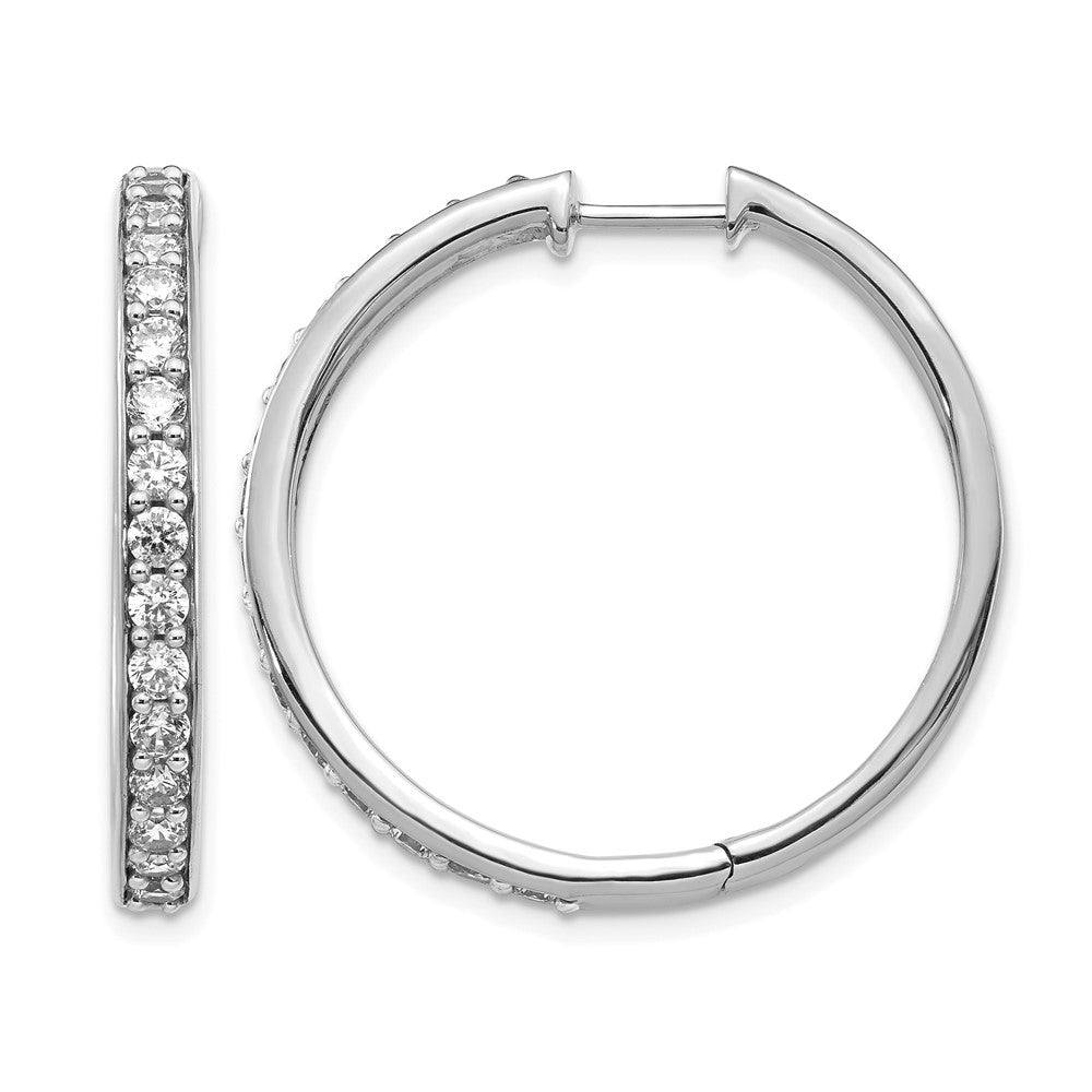 14K Weißgold Creolen mit echten Diamanten, Klappscharnier