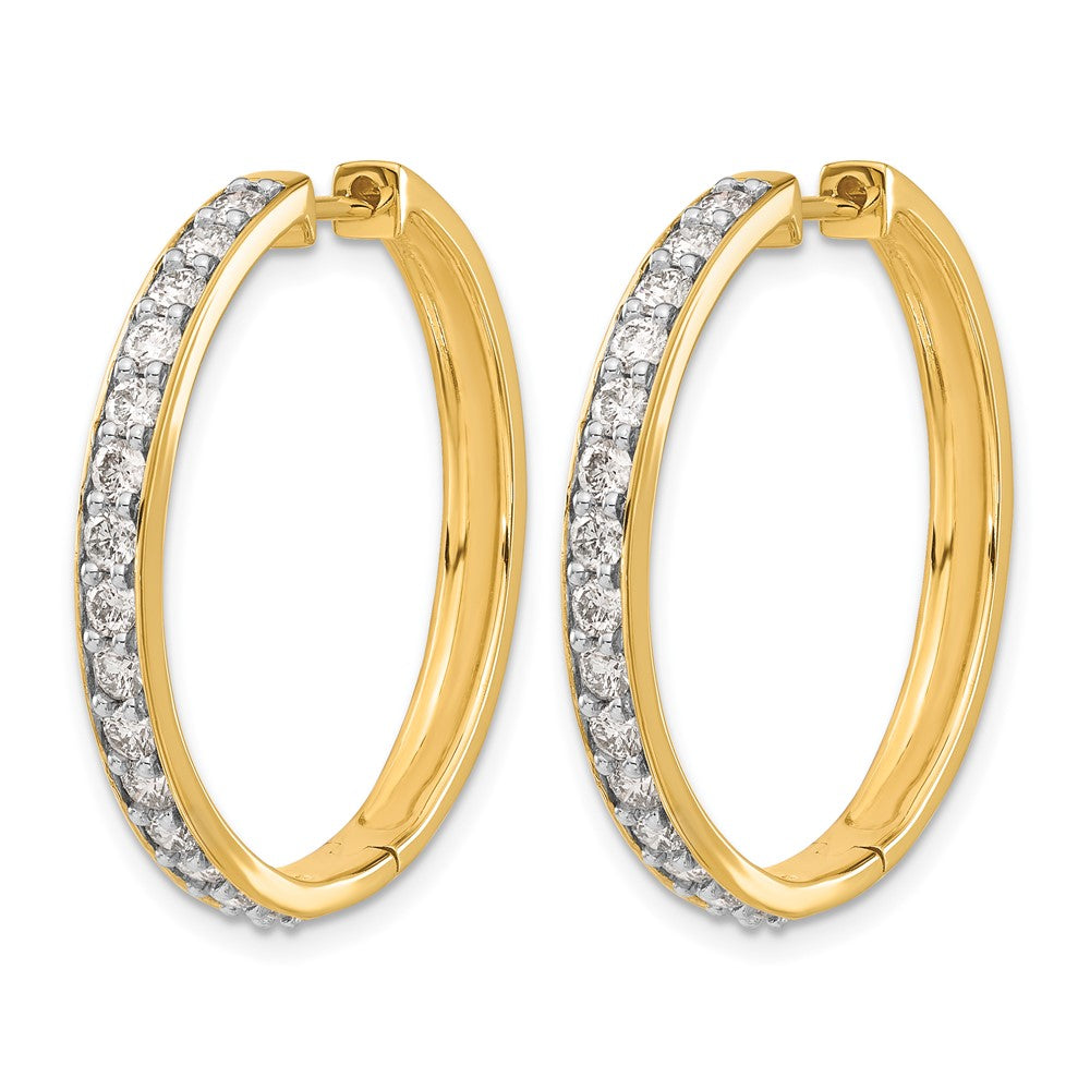 14K Gelbgold Creolen mit echten Diamanten und Scharniermechanismus