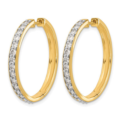 14K Gelbgold Creolen mit echten Diamanten und Scharniermechanismus