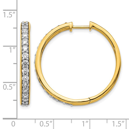 14K Gelbgold Creolen mit echten Diamanten und Scharniermechanismus