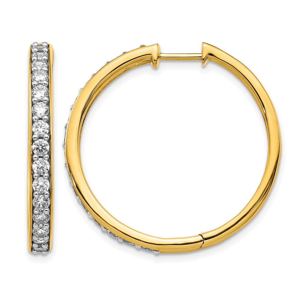 14K Gelbgold Creolen mit echten Diamanten und Scharniermechanismus