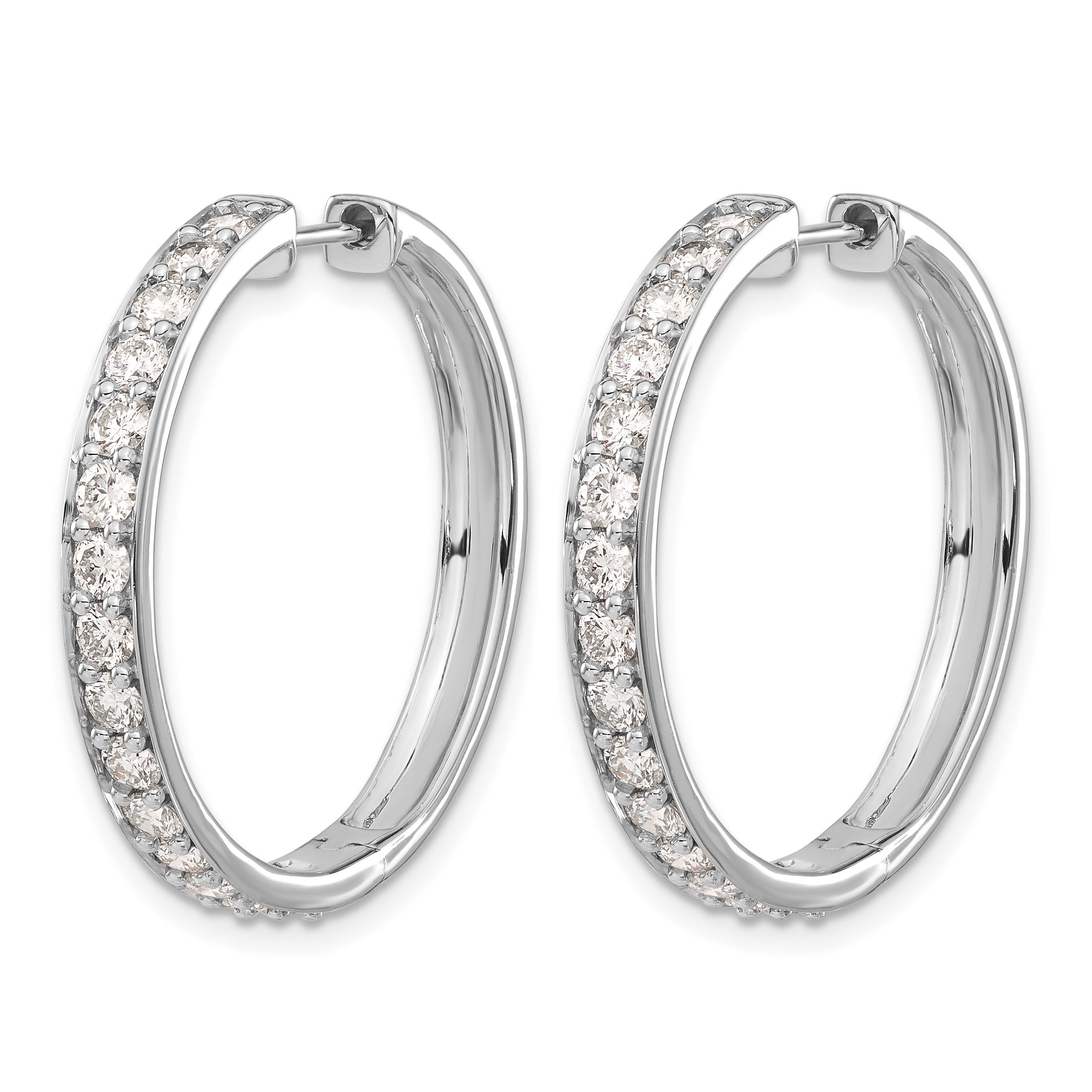 14K Weißgold Creolen mit Klappscharnier und echten Diamanten