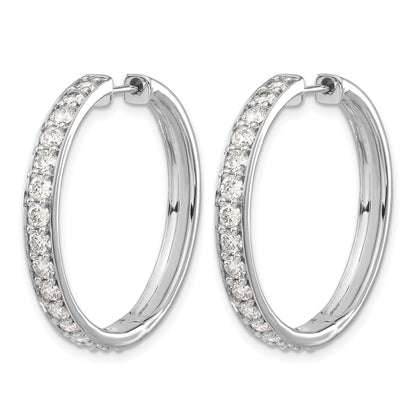14K Weißgold Creolen mit Klappscharnier und echten Diamanten