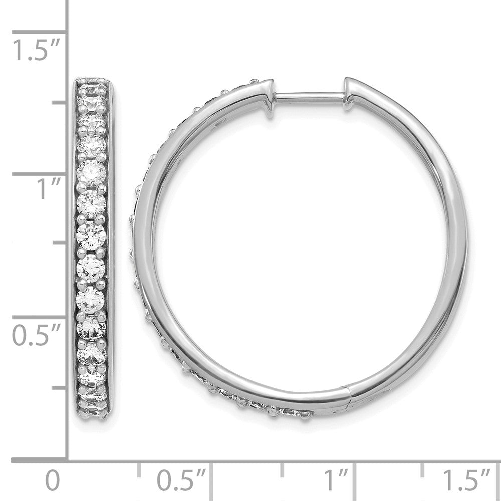 14K Weißgold Creolen mit Scharnier, Labor-gezüchtete Diamanten VS/SI FGH