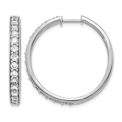 14K Weißgold Creolen mit Klappscharnier und echten Diamanten