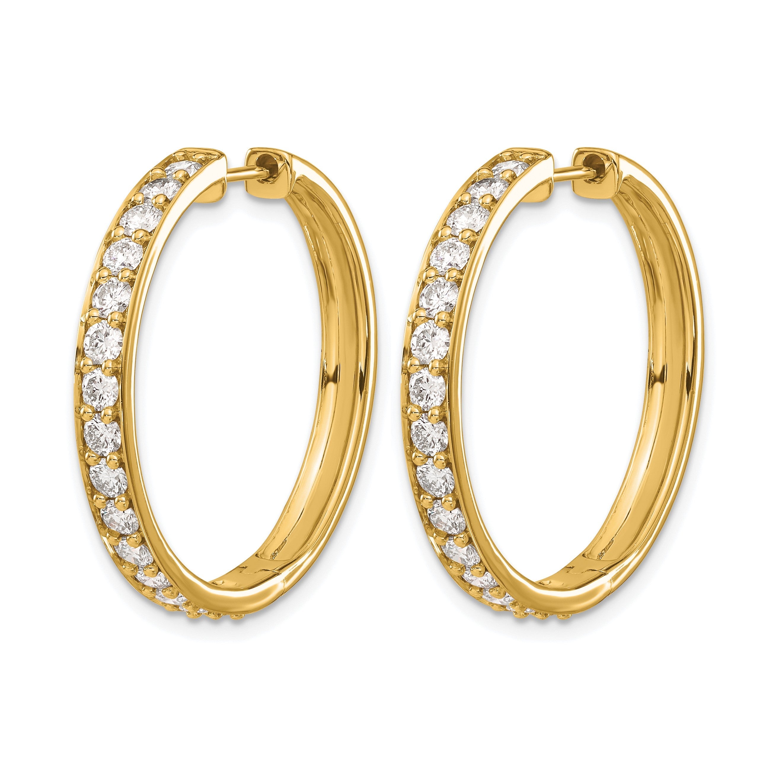 14K Gelbgold Creolen mit echten Diamanten und Scharnier