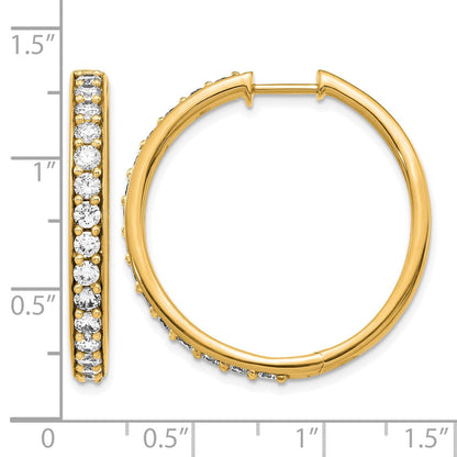 14K Gelbgold Creolen mit echten Diamanten und Scharnier