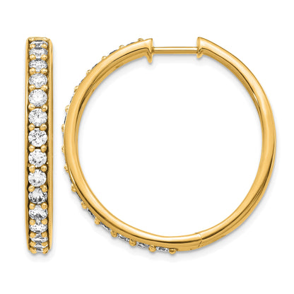 14K Gelbgold Creolen mit echten Diamanten und Scharnier