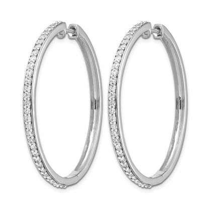 14K Weißgold Creolen mit echten Diamanten, Klappscharnier