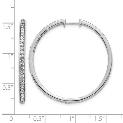 14K Weißgold Creolen mit echten Diamanten, Klappscharnier