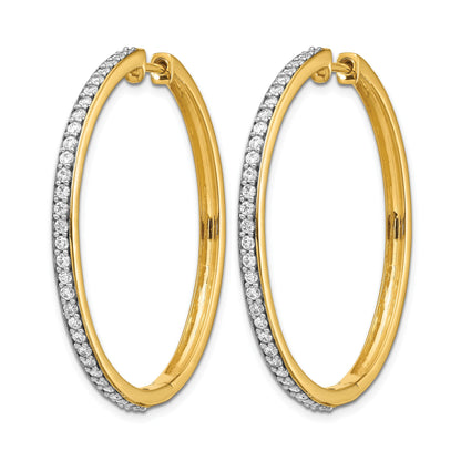 14K Gelbgold Creolen mit echten Diamanten und Scharniermechanismus