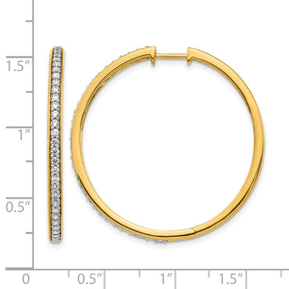 14K Gelbgold Creolen mit echten Diamanten und Scharniermechanismus