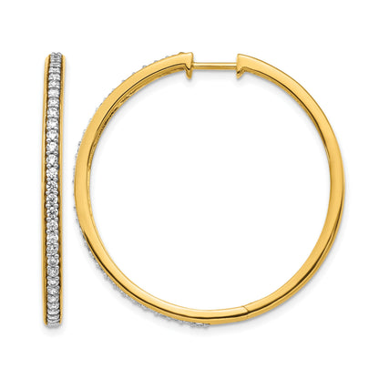 14K Gelbgold Creolen mit echten Diamanten und Scharniermechanismus