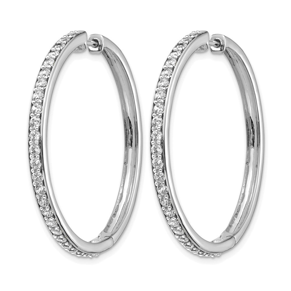 14K Weißgold Creolen mit echten Diamanten und Klappscharnier
