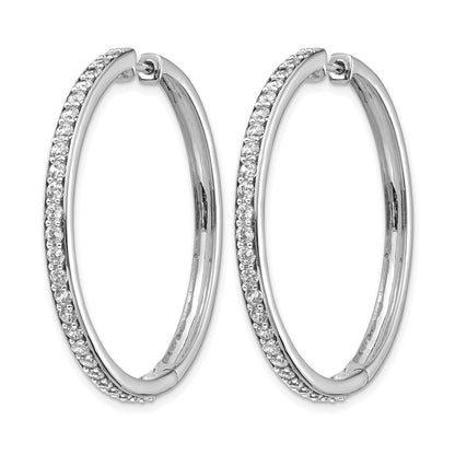 14K Weißgold Creolen mit echten Diamanten und Klappscharnier