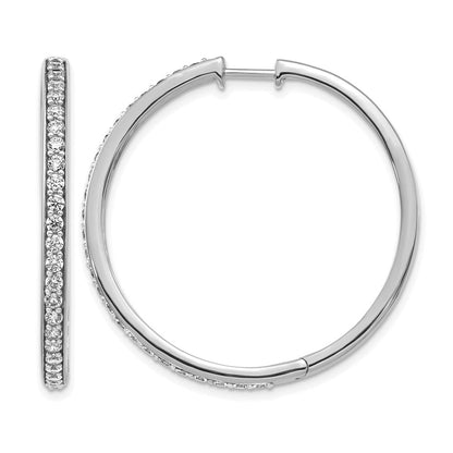 14K Weißgold Creolen mit echten Diamanten und Klappscharnier