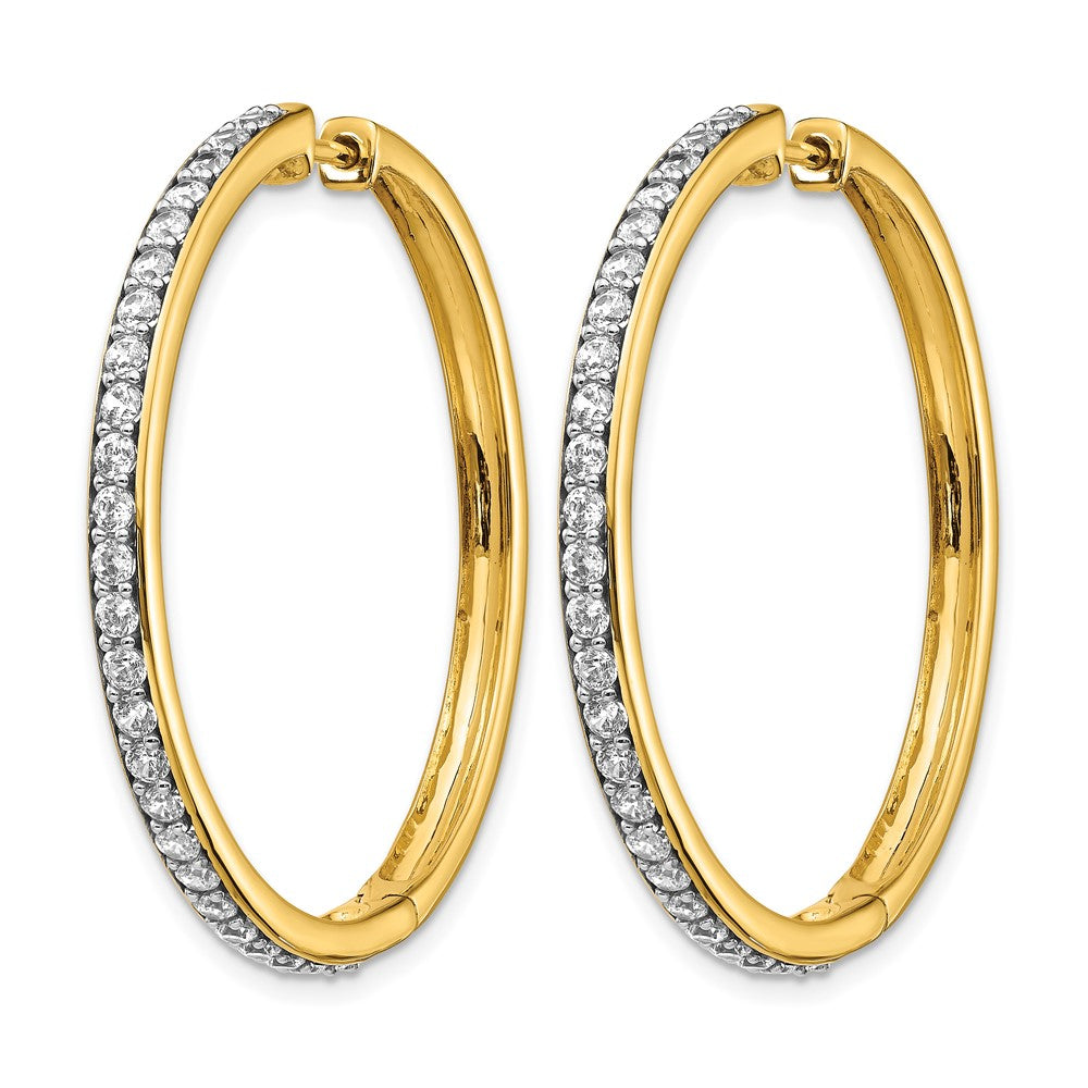 14K Gelbgold Creolen mit echten Diamanten und Scharnier