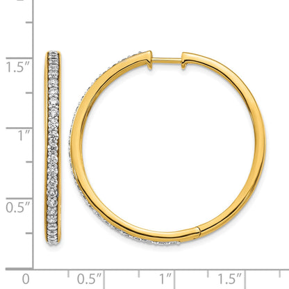 14K Gelbgold Creolen mit echten Diamanten und Scharnier