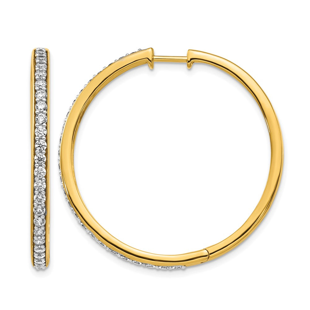 14K Gelbgold Creolen mit echten Diamanten und Scharnier