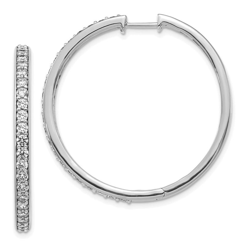 14K Weißgold Creolen mit echten Diamanten