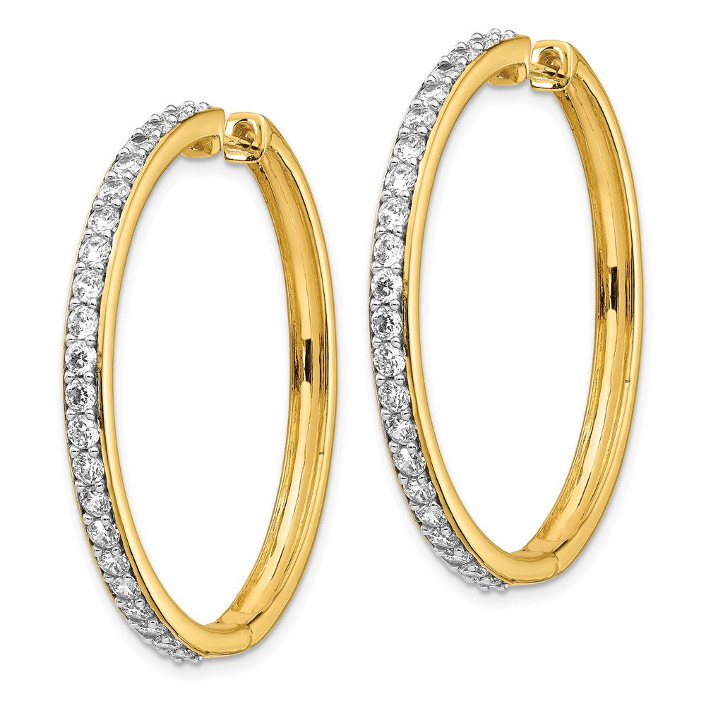 14K Gelbgold Diamant-Creolen mit echten Diamanten