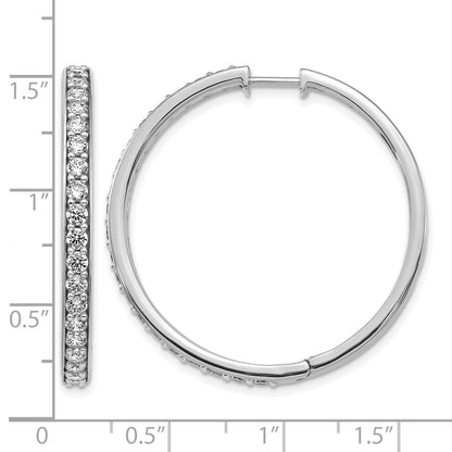 14K Weißgold Creolen mit Scharnier und echten Diamanten