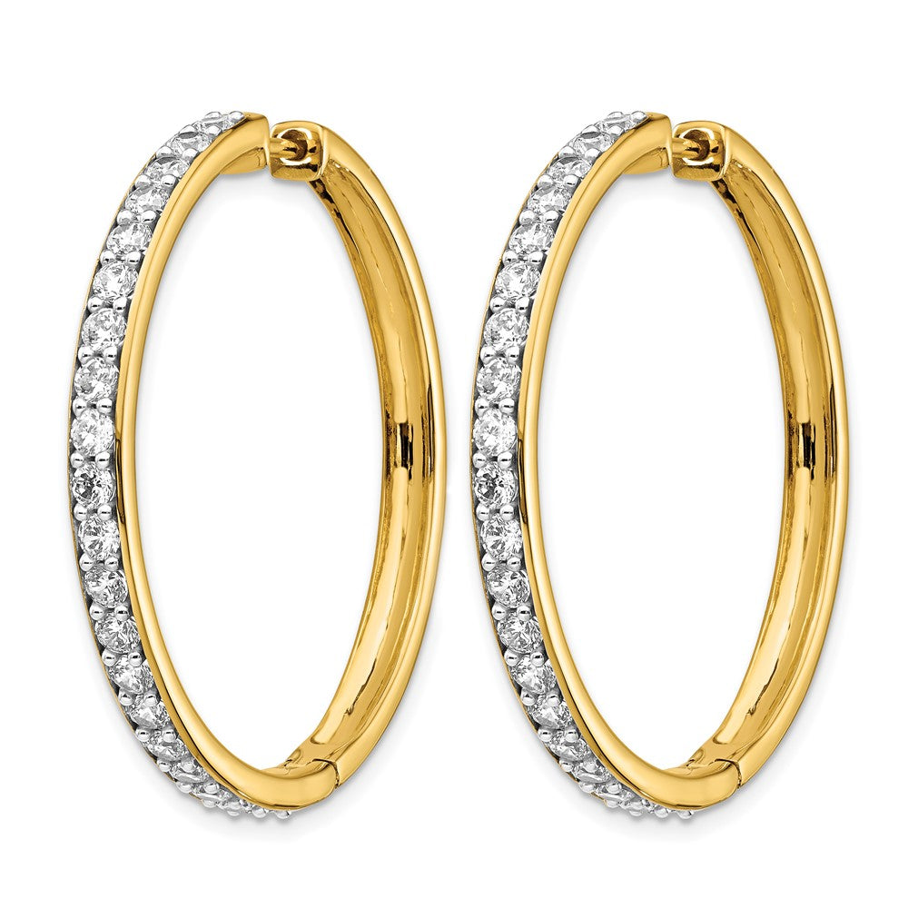 14K Gelbgold Creolen mit Scharnier und echten Diamanten