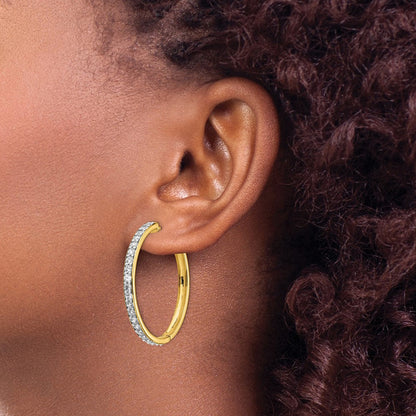 14K Gelbgold Creolen mit Scharnier und echten Diamanten