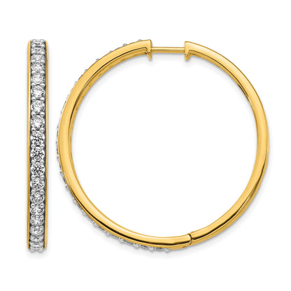 14K Gelbgold Creolen mit Scharnier und echten Diamanten