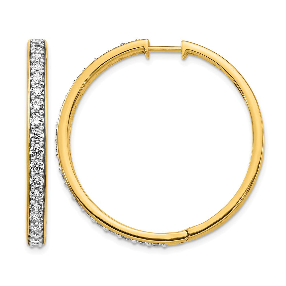 14K Gelbgold Creolen mit Scharnier und echten Diamanten