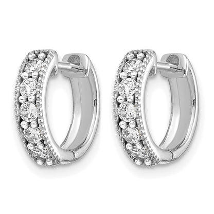 10K Weißgold Diamant Milgrain Klappbar Creolen