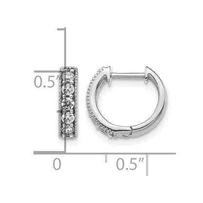 10K Weißgold Diamant Milgrain Klappbar Creolen