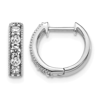 10K Weißgold Diamant Milgrain Klappbar Creolen