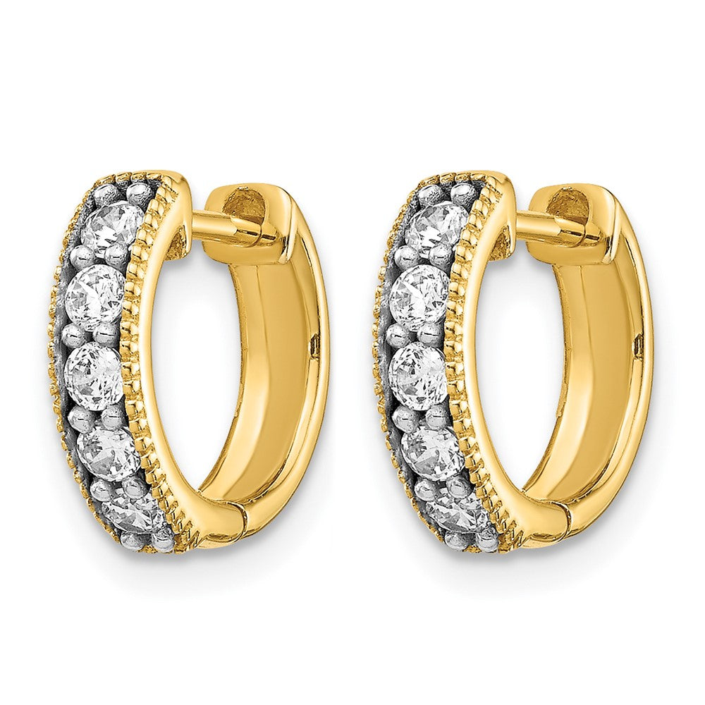 10K Gelbgold Diamant Milgrain Klappbar Creolen