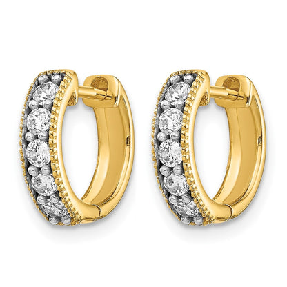 10K Gelbgold Diamant Milgrain Klappbar Creolen