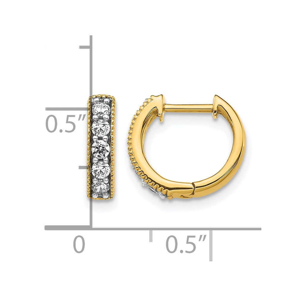 10K Gelbgold Diamant Milgrain Klappbar Creolen