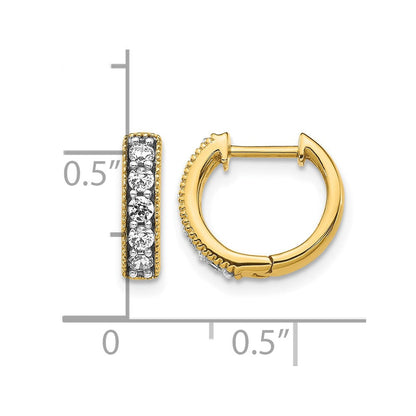 10K Gelbgold Diamant Milgrain Klappbar Creolen