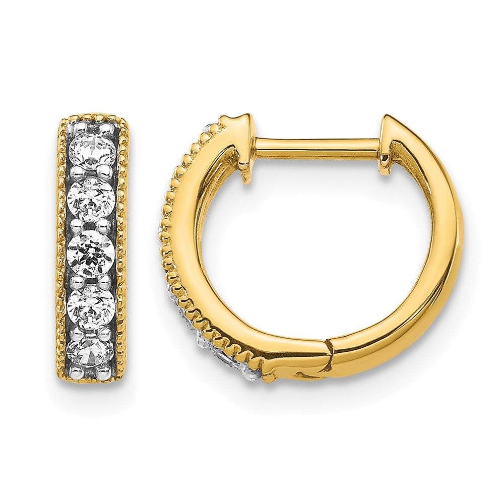 10K Gelbgold Diamant Milgrain Klappbar Creolen