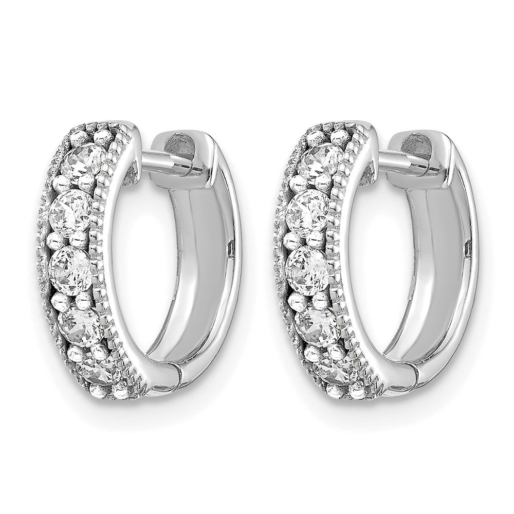 14K Weißgold Creolen mit echten Diamanten und Milgrain-Klappscharnier