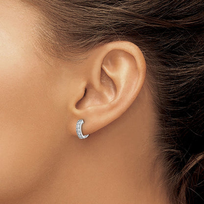 14K Weißgold Creolen mit echten Diamanten und Milgrain-Klappscharnier