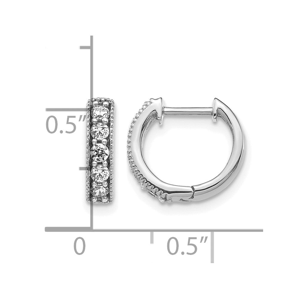 14K Weißgold Creolen mit echten Diamanten und Milgrain-Klappscharnier