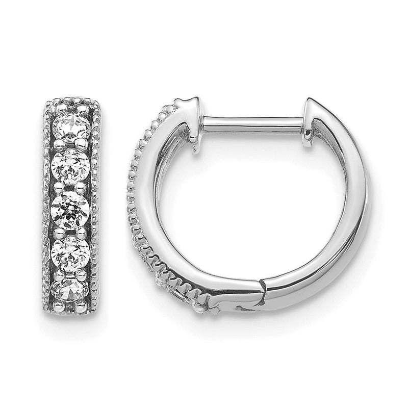 14K Weißgold Creolen mit 0,33 ct. im Milgrain-Design, Laborgezüchtete Diamanten VS/SI+ G+, Klappscharnier