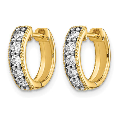 14K Gelbgold Diamant-Creolen mit Milgrain-Klappscharnier