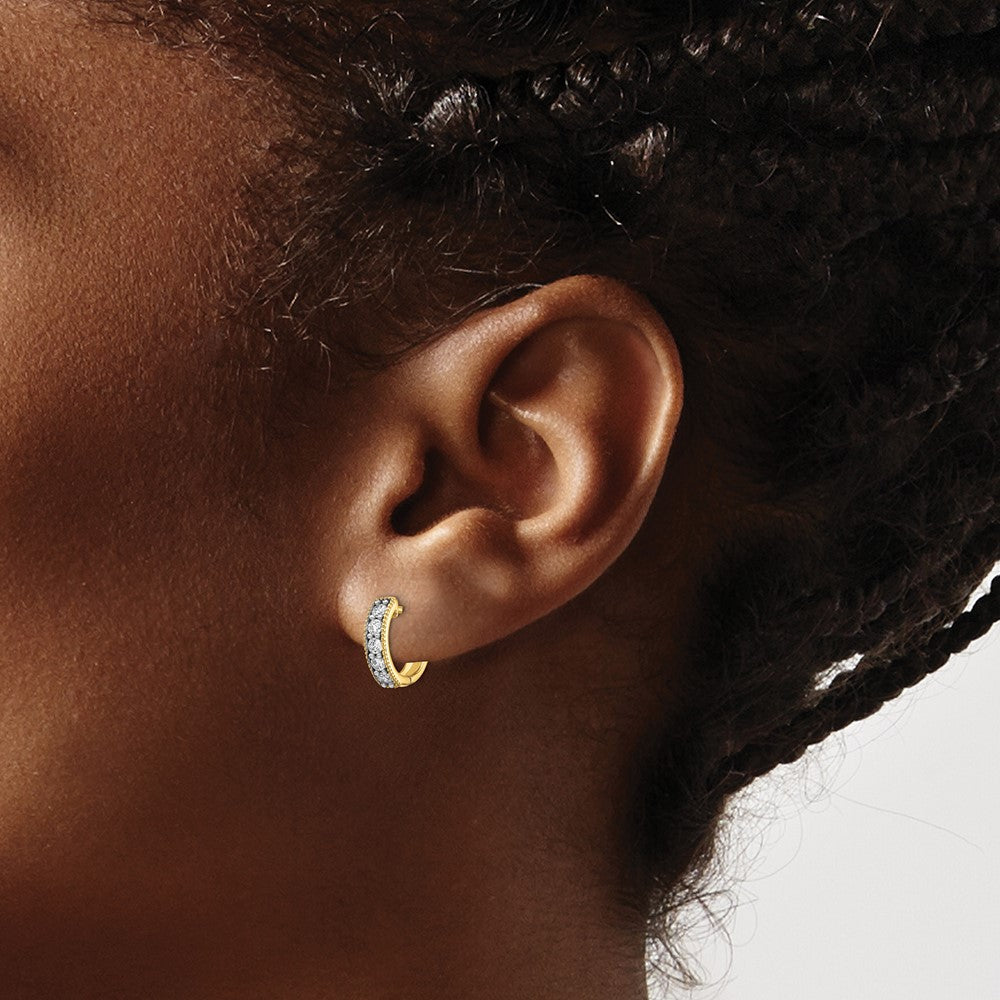 14K Gelbgold Diamant-Creolen mit Milgrain-Klappscharnier