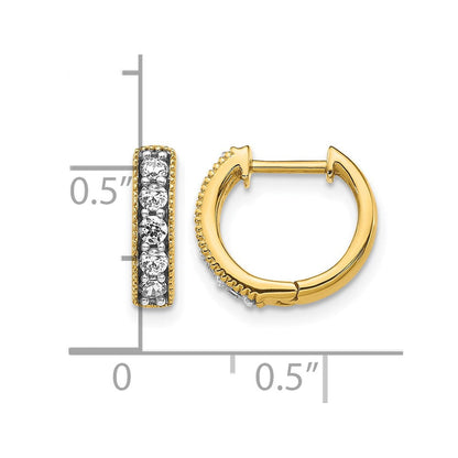14K Gelbgold Diamant-Creolen mit Milgrain-Klappscharnier