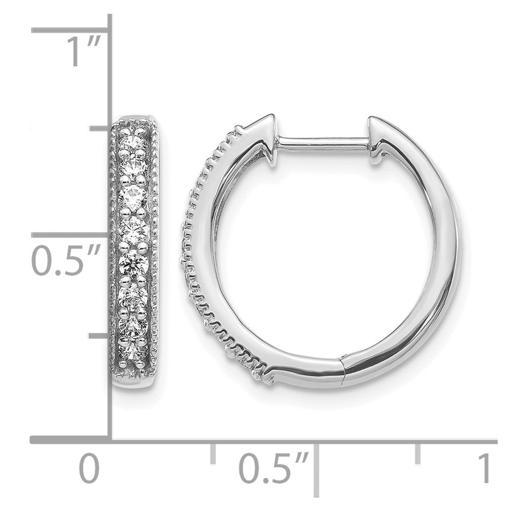 10K Weißgold Diamant Milgrain Klappbar Creolen