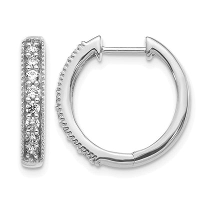 10K Weißgold Diamant Milgrain Klappbar Creolen