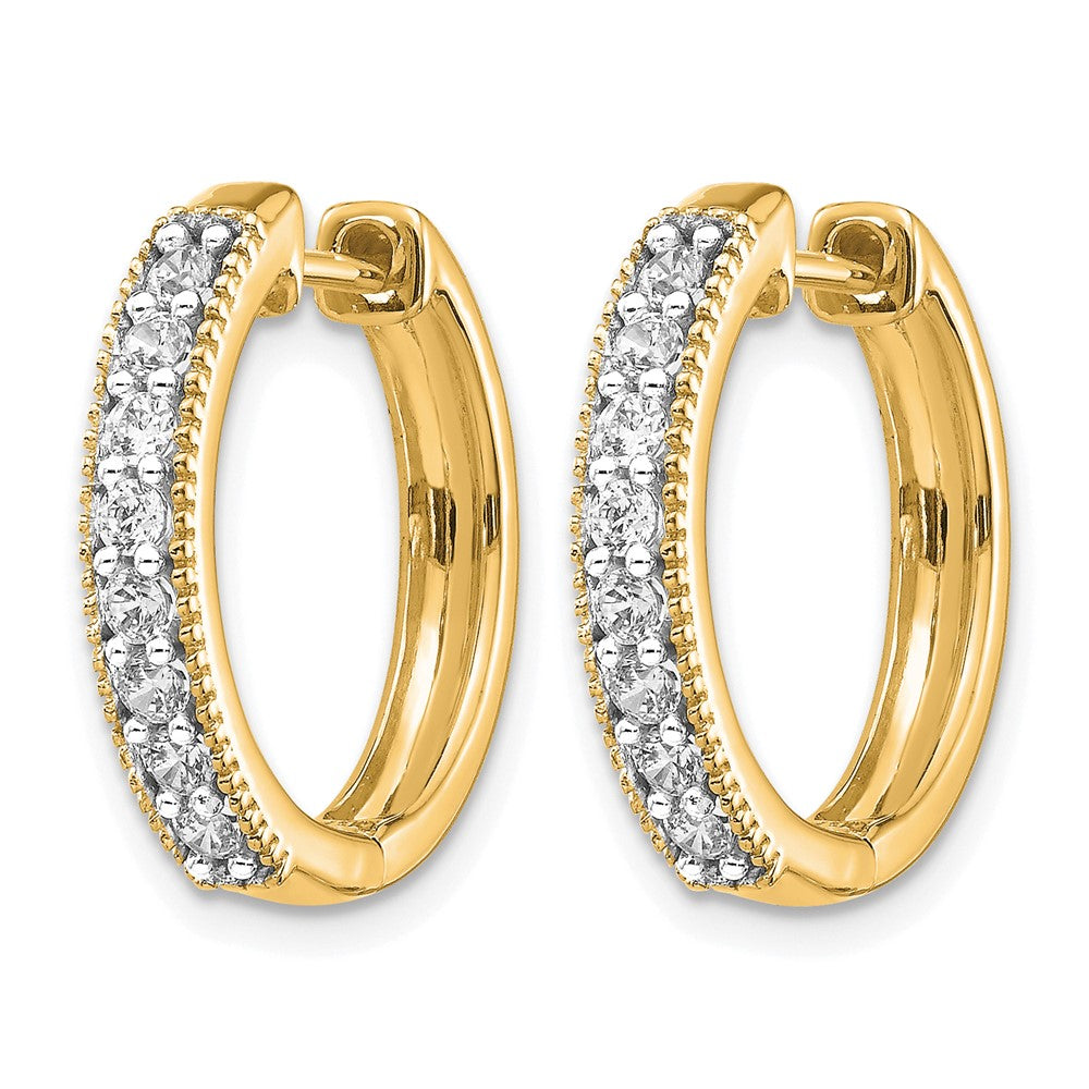 10K Gelbgold Diamant Milgrain Klappbar Creolen