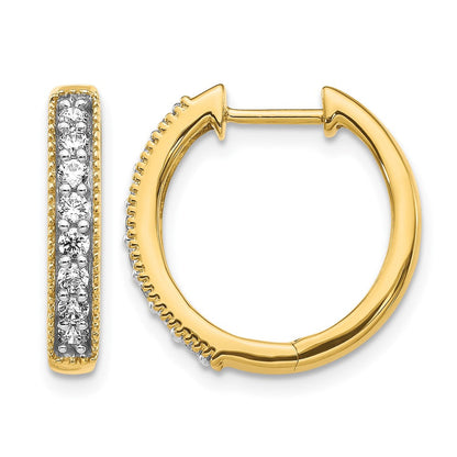 10K Gelbgold Diamant Milgrain Klappbar Creolen