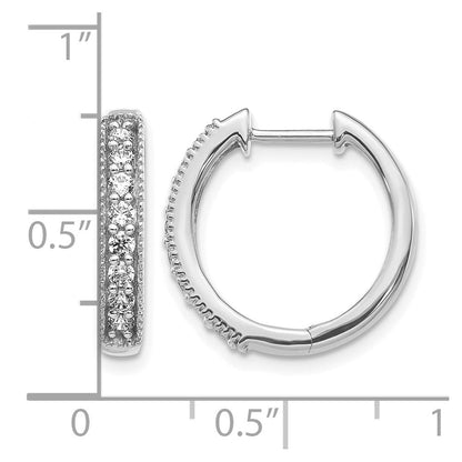 14K Weißgold Creolen mit echten Diamanten und Milgrain-Klappscharnier